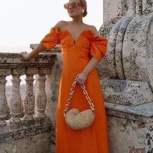 Cult Gaia 'Muna' Papaya Off-The-Shoulder Strapless Midi Dress Size 4